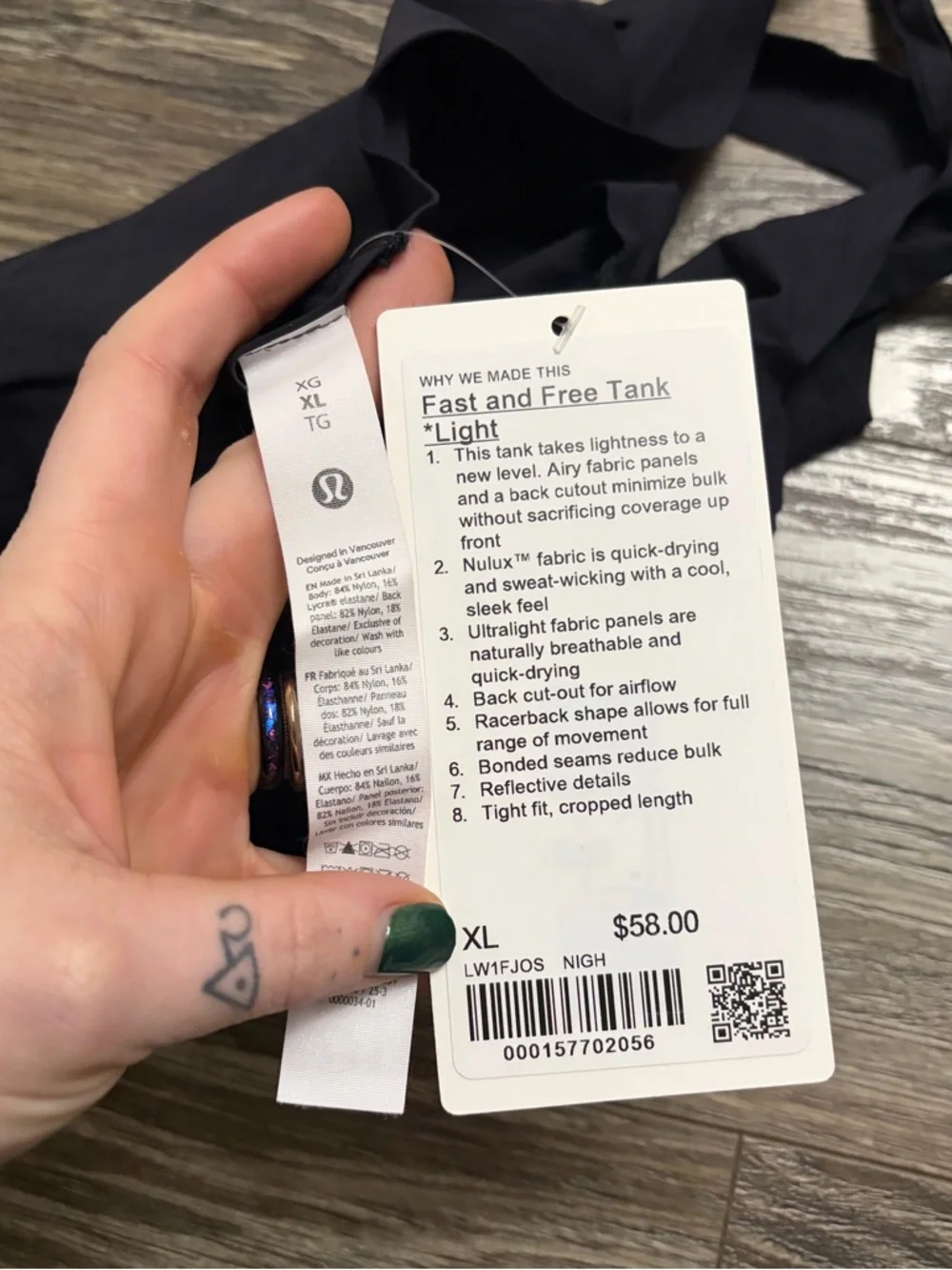 NWT Lululemon Fast and Free Tank Top *Light (Nightmoth) Size XL_6